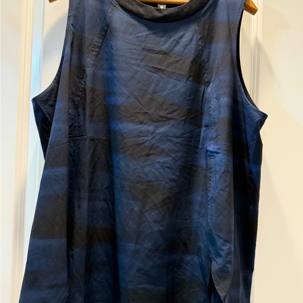 Blue and Black Sleeveless Top